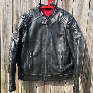 Roland Sands Design Large Distressed Leather Jacket Mission Moto Coat Black RSD
